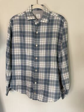 eleventy DANDY SHIRT - DENIM Plaid Button Down Women's Size S NEW $398